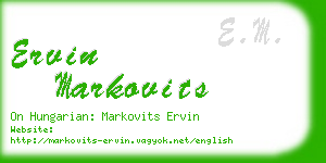 ervin markovits business card